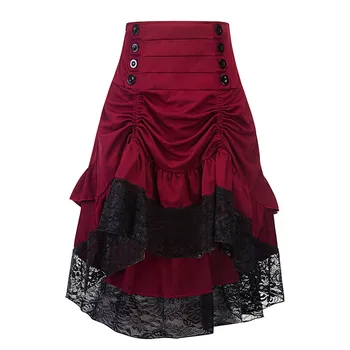 Sieviešu Kostīmi, Svārki Steampunk Gothic Mežģīnes, Dāmu Apģērbu Augsta Zema Savirmot Puse Svārki Lolita Viduslaiku Viktorijas Punk Svārki