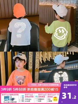 Zēnu Kokvilnas garām Piedurknēm Atstarojošs T-krekls Pavasarī un Rudenī 2020 
