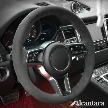 Melns Alcantara Auto Stūres Rats Segumu Porsche Macan Cayenne-2016