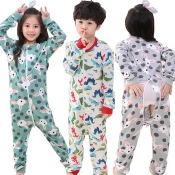 Bērnu Pidžamas Komplekts Pavasara Kokvilnas Pidžamas Bērniem Zēni Meitenes Sleepwear Long Sleeve O-Veida Kakla Jumpsuit Rudens Apģērbs
