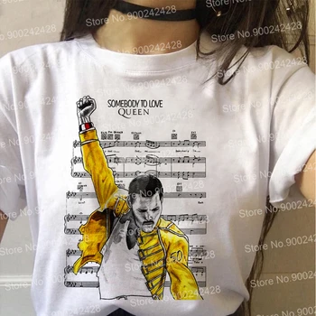 Karaliene Band Freddie Mercury t krekls sievietēm 90s Estētisko Eļļas glezna T-krekls Harajuku Karikatūra Grafikas drukas Vogue rokgrupa Topi