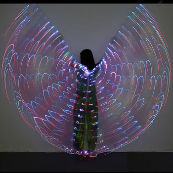 Radošā RGB Krāsu Maiņa Pieaugušo Sieviešu Vēdera Deju Kostīmu LED Isis Wings & Nūjas Skatuves Spēlēt Halloween Fotogrāfijas Aksesuāri