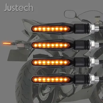 Justech 4gab Universāls Motocikls, Motociklu 8 LED Pagrieziena Signāla Indikators Dzintara krāsas Gaisma 12V 1W Auto Gaismas pa Kreisi un pa Labi, Pagrieziet Gaismu Komplekts