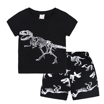 Toddler Bērniem, Bērnu Zēnu Pidžamas Karikatūra Dinozauru Drukāt Topi, Bikses, Apģērbu Komplekts Bērniem Vasarā Gadījuma Tērpiem
