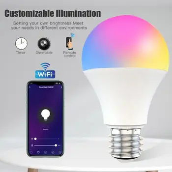Smart Wifi Spuldzes apgaismojuma intensitātes Spuldzes 9W RGBCW Smart Spuldzes Balss Kontroles Darbu Ar Alexa, Google Home