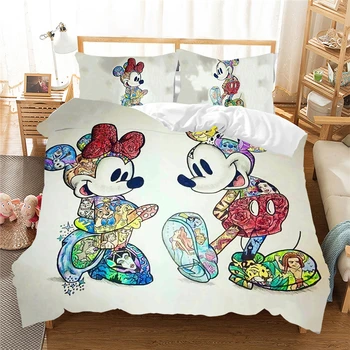 Disney Mickey mouse Gultas Komplekts Jauks Pāris Queen, King Size Gultas Komplekts Bērnu Sega sedz, spilvendrānas Mierinātājs, Gultas Komplekti