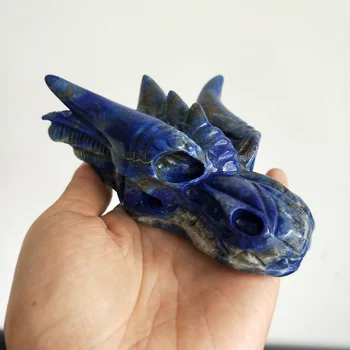 Crystal Skull Dabīgā Akmens Lapis Lazuli Griešanai Pūķis Galvaskauss