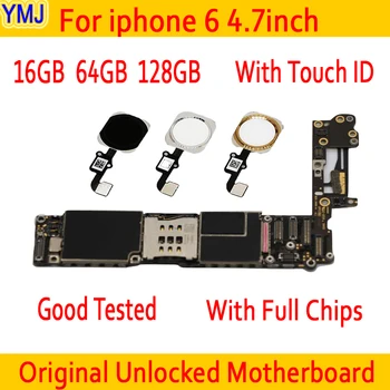 Oriģināls atbloķēt iphone 6 Mātesplati Ar Touch ID/bez Touch ID,iphone 6 Loģikas plates,16gb / 64gb / 128gb