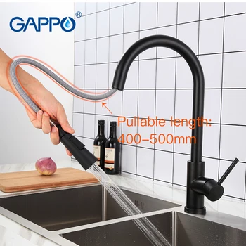 GAPPO Sensoru Touch Virtuves Jaucējkrāni Black Touch Induktīvās Jutīga Jaucējkrāni Nerūsējošā Tērauda Maisītājs Tap Vienu Rokturi Dual Izplūdes W