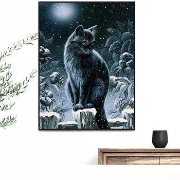 HUACAN Rhinestone Gleznas Pārdošanu Dimanta Mākslas Dzīvniekiem Kristālu Izšuvumi Attēlu Frēzēšana Kaķis Mājās Apdare Dimanta Mozaīkas