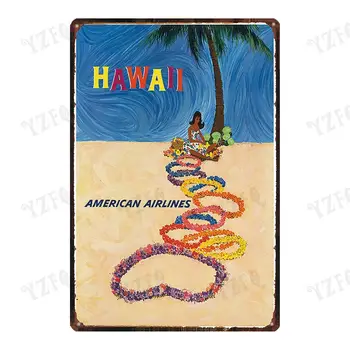 Havaju salās Pilsētas Gleznu Vingrošanas Dejotāji Metāla Vintage Ceļojumu Skārda Zīme Beach Metāla plākšņu Sienas Krogs, Kafejnīca Mājās Amatniecības Dekoru DU-4051A