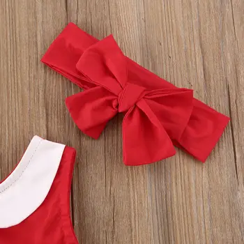 0-24M Ziemassvētku Baby Girl Apģērbu Tassle bez Piedurknēm Romper ar Jostu ap Galvu stiprināmas Ziemassvētki Puse Apģērbs Santa Kostīms Dropshipping 2020