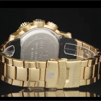 Chronograph Vīriešu Pulkstenis Cilvēks LED Digitālo Skatīties Uz Vīriešiem Ūdensizturīgs Signalizācijas Sporta Reloj Hombre Zelta rokassprādze no Nerūsējošā Tērauda Vīriešu Pulkstenis
