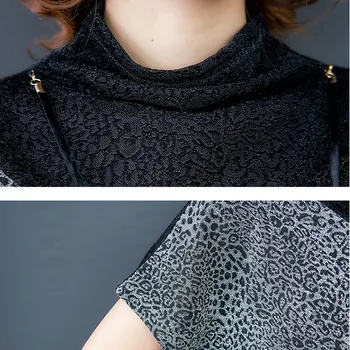 Ir 2021. Dāmas Topi Korejas Modes Apģērbu Leopard O-Veida Kakla Īsām Piedurknēm Krekli, Sieviešu Topi, Blusas Krekli Plus Lieluma Sievietēm 8498 50