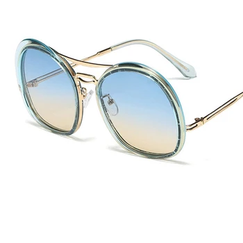 Ovālas sievietes metāla saulesbrilles Modes Vintage Liels Ēnā Sieviešu Saulesbrilles Lielgabarīta Slīpums Brilles Oculos De Sol Feminino