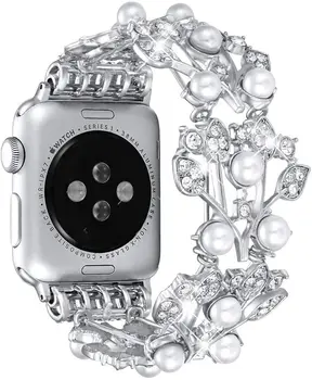 Watchband apple skatīties joslas 44mm 42mm 40mm 38mm Elastīgs Pērle Fāzēm Aproce Nomaiņa Cuf Aproce iwatch series 5 4 3 2
