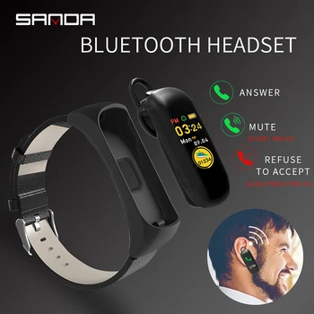Sanda C15 Smart Aproce Bluetooth Austiņu, Zvanu Smart Skatīties Fitnesa Tracker Sporta Aproce Asinsspiediens Skatīties