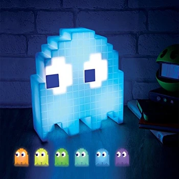 LED Nakts Gaisma Pacman Karikatūra USB Pikseļu Nakts Lampas Krāsu Mainās LED Gultas Luminarias Bērnu Guļamistaba Gara gaismas Bērniem Rotaļlietas