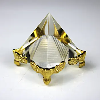 Izsmalcinātu 4cm Kristāla Piramīdas Ar Zelta Stāvēt Ēģiptes Piramīdas Figūriņas Stikla Amatniecības Dāvanu Mājas Apdare