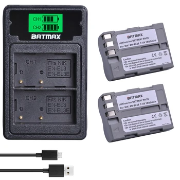 Batmax EN-EL3e LV EL3e Akumulators +LCD Duālais Lādētājs ar C Tipa Ostu Nikon 30 D50 D70 D70S D90 D80 D100 D300 D200