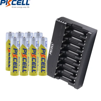 8Pcs PKCELL 1.2 V AAA 1000mah NIMH Uzlādējamo Bateriju AAA baterijas Ar bateriju lādētājs 1-8Slots NIMH/NICD AAA/AA Lādētāju
