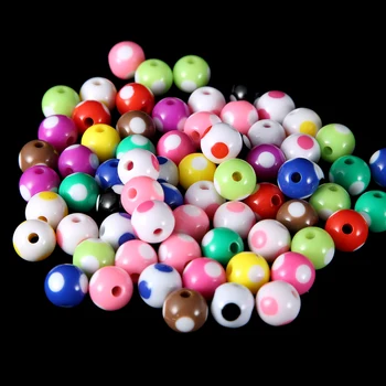 50 gabals/daudz 12mm Multi Krāsu Polka dot liels caurums futbola formas Akrila Apaļas Pērles Par DIY Aproces, Kaklarotas Rotaslietu izgatavošana
