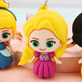 Disney snow White Sirēna princese Princese Aisha Sērijas keychain Karikatūra lelle atslēgu gredzens Gudrs soma kulons Meiteņu somas rotājumi