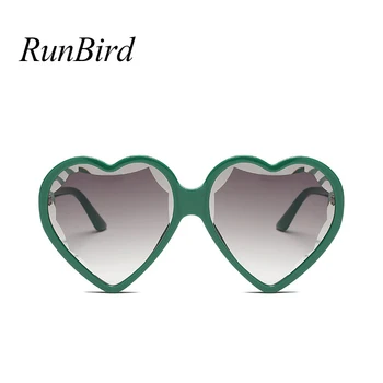 RunBird Mīlestību Sirdī Saulesbrilles Sieviešu Zīmola Designe 2018 Modes Sirds Formas, Saules brilles Sieviešu Red Green UV400 5306 R