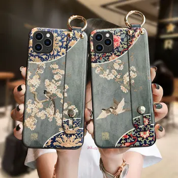 Ķīnas stilā 3D Gofrēts Telefonu Gadījumā Samsung S10e S8 S9 S10 S20 Ultra Plus Piezīme 8 9 10 Plus Soft Atpakaļ, Rokas Siksniņa Gadījumos