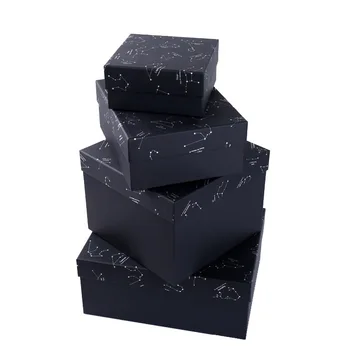 Bērnu dušas, dzimšanas dienas puse rotājumi dāvanu kastīte melna Zvaigžņotām debesīm kartona kastē kāzu lielas dāvanu kastes iepakojumā 1gb konfekšu kaste