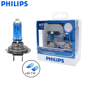 Philips H7 12V 55W Crystal Vision 4300K Spilgti Balta Gaisma Halogēnu Lampas, Auto Lukturu Stilīgu Izskatu UV Izturīgs 12972CVSM, Pāris