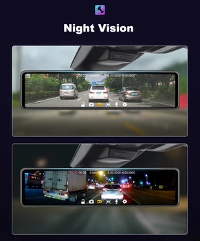 4K Dashcam 12 Collu Multivides Straumēšana Atpakaļskata Spogulis 2160P Ultra HD Auto Dvr Auto Kamera ar Sony Attēlveidošanas sensors Diktofonu Auto