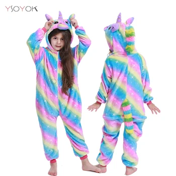 Kigurumi Pidžamu Unicorn Bērniem, Dzīvnieku Licorne Onesies Ziemas Sleepwear Bērnu Pidžamas Zēniem Meitenes Kostīms, Bērnu Pidžamas Bērniem