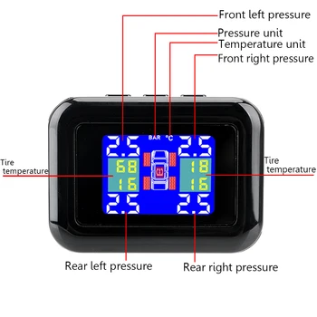 LEEPEE TPMS piepīpētāja Kontaktdakšu Automašīnu Riepu Spiediena Trauksmes Monitora Sistēma, 4 Ārēji Sensori, LCD Displejs