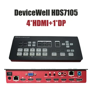 DeviceWell HDS7105 super Mini Komutatoru 4 HDMI 1 DP ieejas Video Komutatoru Jauno Mediju Dzīvot Youtube Ins TV Raidījumi