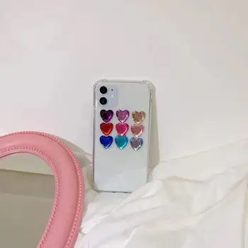 3D luksusa Bling Žilbinošas Mīlestība Lāzera mīksta silikona tālrunis lietā par iphone 11 Pro SE 2020 X XS MAX 7 8 plus INS modes gudrs vāciņš