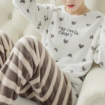 LASPERAL Pidžamas Sieviete Ziemas Siltos Komplektus Dāmas Flaneļa Pidžamas Sleepwear Pijamas Mujer Jaunas Mājas Drēbes 