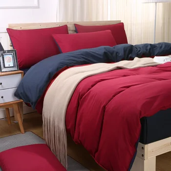 Dubultā Vīna sarkans, tumši zils dzīvoklis gultas lapa gultas piederumi komplekti, sega sedz Spilvendrāna Karalis, karaliene dubultā pilnu dvīņu viena izmēra 3/4gab