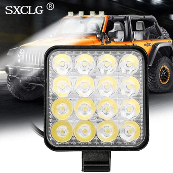 SXCLG 2GAB 48W Kvadrātveida Mini LED Auto Darba Gaisma Miglas Lukturi Ar Strobe Flash Gaismas Brīdinājuma signāls 12V 24V 6000K ATV Kravas automašīnu 4X4 apvidus