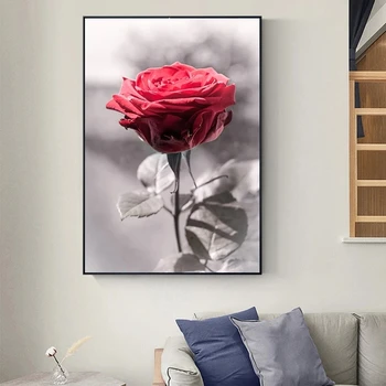 Ziemeļvalstu Minimālisma Sarkanu Rožu Plakātu Ziedu Audekls Gleznošanai Attēlu Drukas Sienas Māksla Mūsdienu Priekšstatu par Mājas Dekorēšanas bez rāmīša