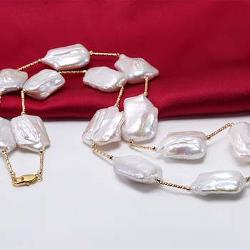 JYX Classic White Baroka Kultivētas Saldūdens Pērļu Kaklarota Puse Jewery Sievietēm Dāvanu AAA 22 Collas