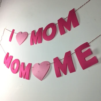 Laimīgu Mātes Diena Partijas Apdare, es Mīlu Mammu Vēstuli Rozā Filca Mājas Piederumi Mātes Dzimšanas dienas Istaba Deco