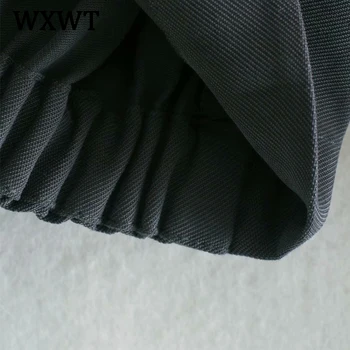 WXWT Modes Sieviešu Cietā Kabatas Rotā Īss Krekls ar garām Piedurknēm Savukārt-Apkakle Ir 2021. Pavasara Jaunās Dāmas Gadījuma Blūzes, Topi