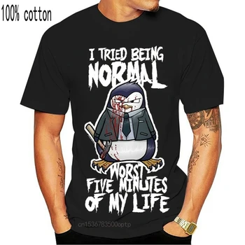 Psiho Pingvīns T-Kreklu es Mēģināju Būt Normāla Vīriešu Melns Krāsains Tee Krekls