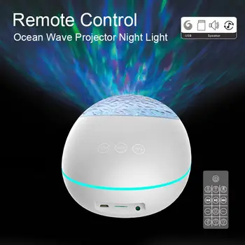 Laimīgā Akmens Okeāna Viļņu Projektoru Nakts Gaismas Lampa Bluetooth, Mūzikas Atskaņotājs, Tālvadības Pults, Ūdens Vilnis Krāsu Led Projektoru Bērnu