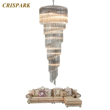 Mūsdienu Luksusa Zelta Lustras Gaismas LED Mūsdienu kristālam Spirāli Lielu Projektu Lampas Art Deco Kāpņu telpa Viesnīcas Halle