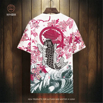 Ķīniešu stilā karpas modelis drukāšanas modes īsām piedurknēm t krekls Vasaras Jaunas kvalitātes mīksta elpojošs ledus atdzist t krekls vīriešu XS-7XL