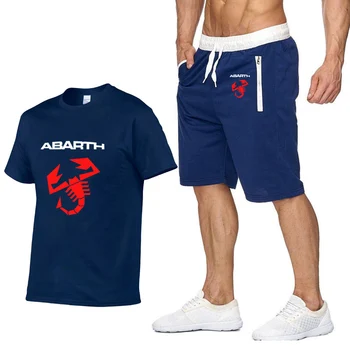 Mens Short sleeve Abarth Auto Logo Vasarā Vīriešu t Krekls HipHop Harajuku T-Krekls augstās kvalitātes Kokvilnas T Krekli, bikses, Sporta tērps