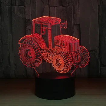Lauksaimniecības Traktoru 3D LED Lampas Deco Vieglo Automobiļu Forma, USB Maksas, Pieskarieties Lampas Slēdzis 7 Krāsains Bērniem Nakts Gaismu Par Jaunā Gada Dāvanu