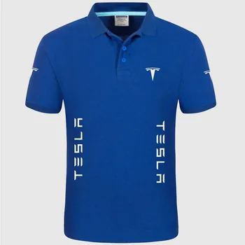 Vasaras Augstas kvalitātes zīmols Tesla logo polo ar īsām piedurknēm krekls Modes gadījuma Cieto Polo Krekls unisex krekli